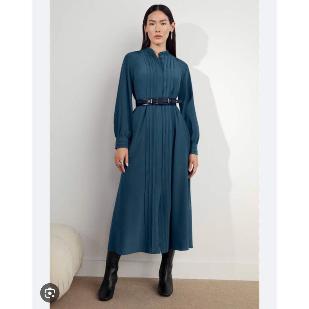 The Fold Montclair silk maxi dress blue UK 10 US 62